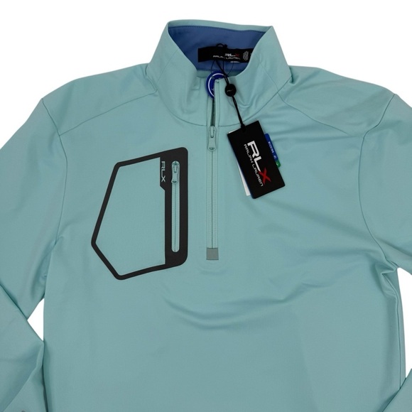 Ralph Lauren RLX Men’s Size Small 1/4 zip Soft aqua pullover shirt top NWT - Picture 3 of 11
